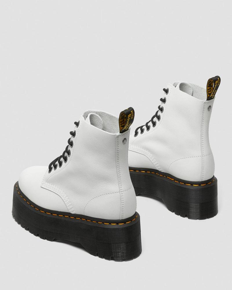 Dr Martens 1460 Pascal Max Læder Platform Støvler Dame Hvide | DK 231HAP